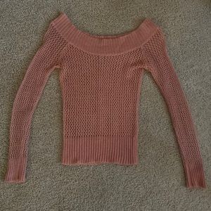 Forever 21 Pink see-through boatneck knit sweater, size small